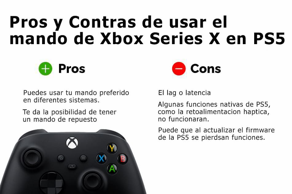 desventajas de usar el mando de Xbox Series X en PS5